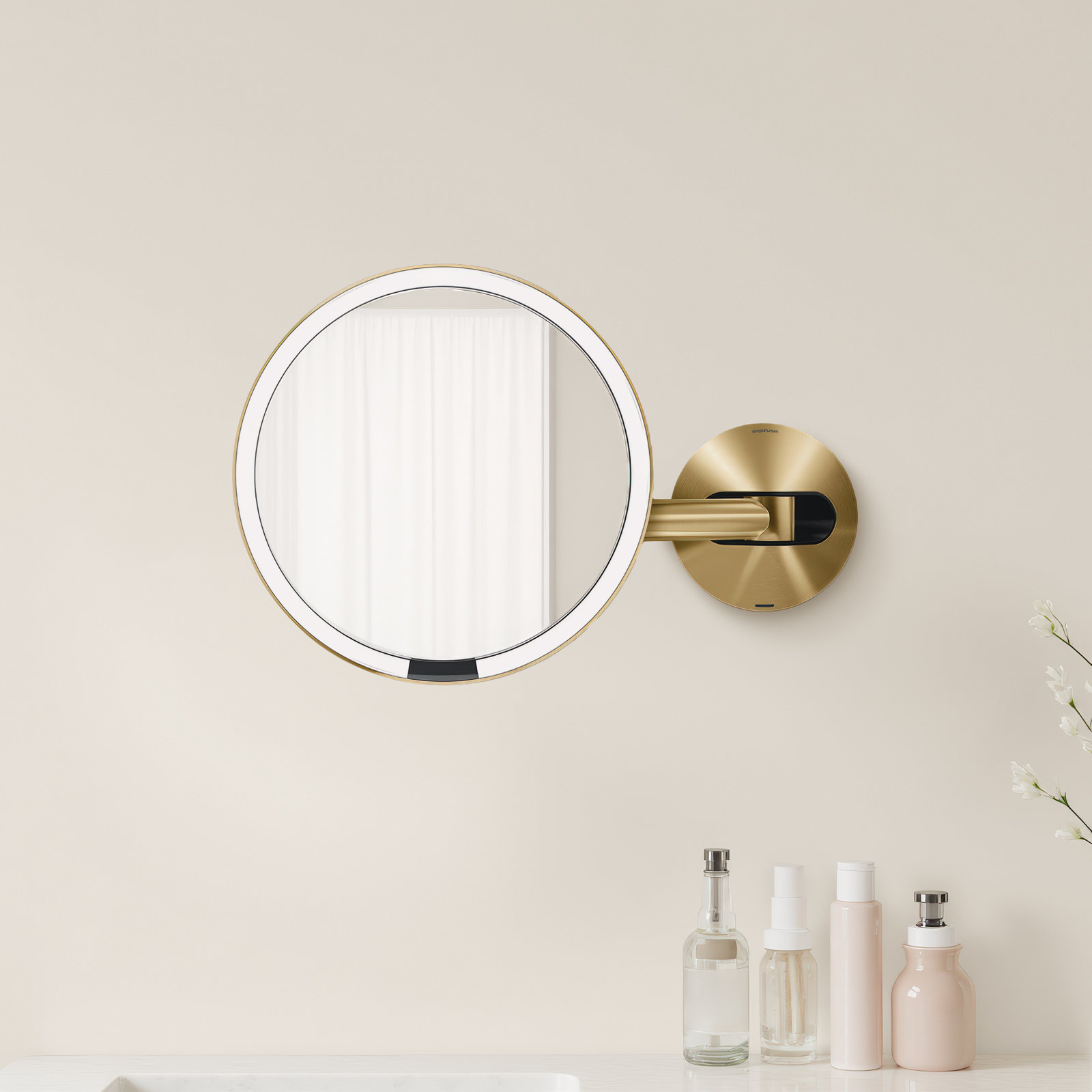 14" Makeup Mirror, Brass