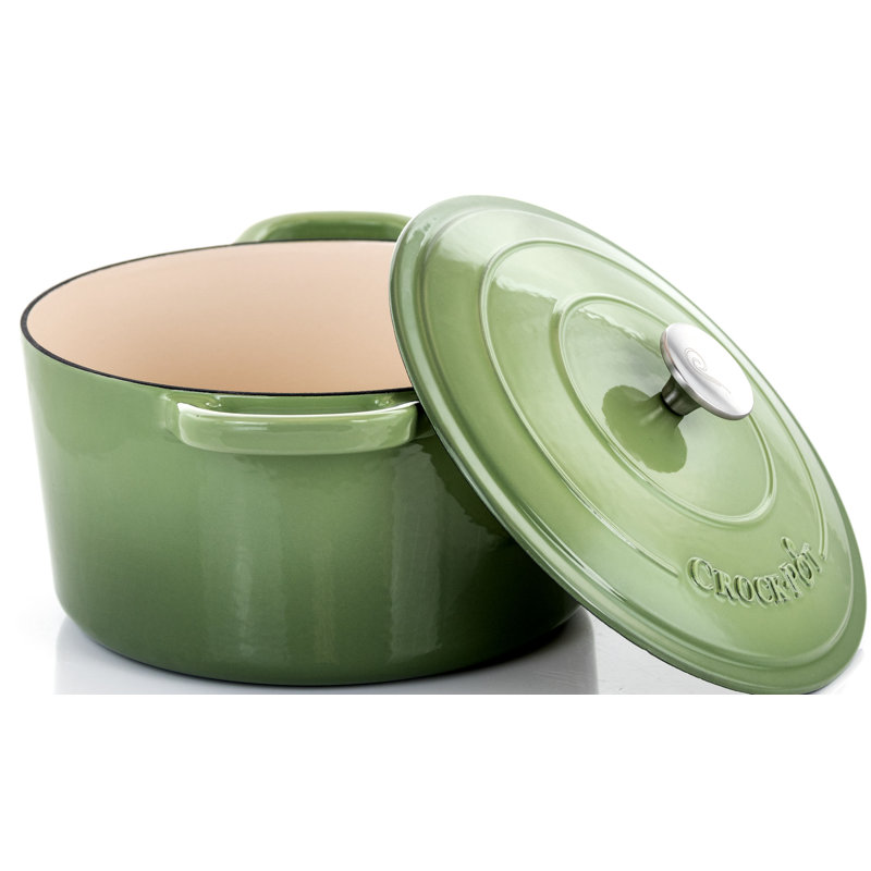 Crock-Pot Artisan 7 pte Cocotte en fonte antiadhésive ronde avec couvercle, Vert