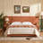 Modern Wide-Panel Upholstered Bed, King, Orange Velvet-324293339-324293338
