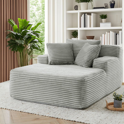 Lozena 50-Inch Corduroy Cloud Chaise Lounge Chair Indoor Compression Sofa, No Assembly Required