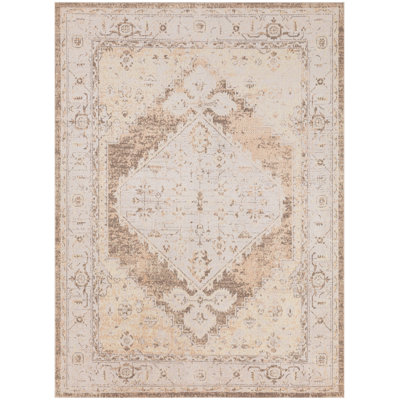3' X 5' Sage Oriental Power Loom Distressed Washable Area Rug
