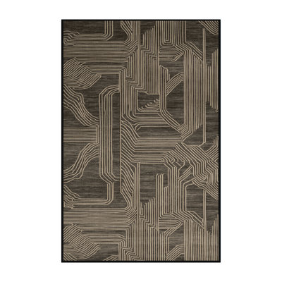 Tapis art déco brun lavable à la machine