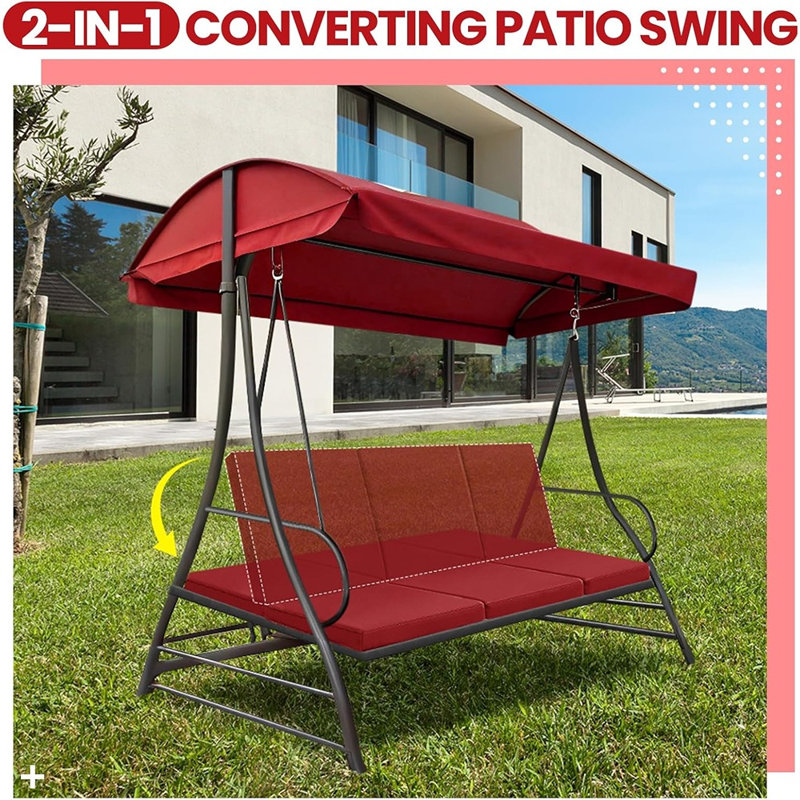 3-Seat Outdoor Porch Swing Replacement Cushions – Red