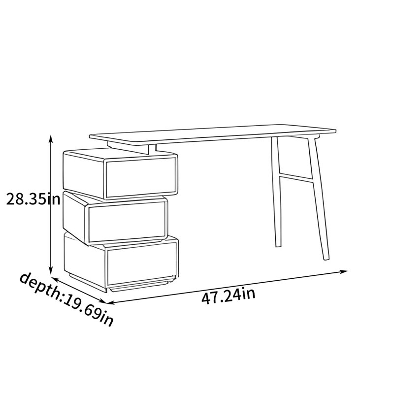 Bureau nordique minimaliste, H 28,35 po x l 47,24 po x P 19,69 po