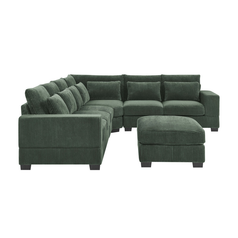 Laguna Modular Corduroy Sectional, Green Corduroy