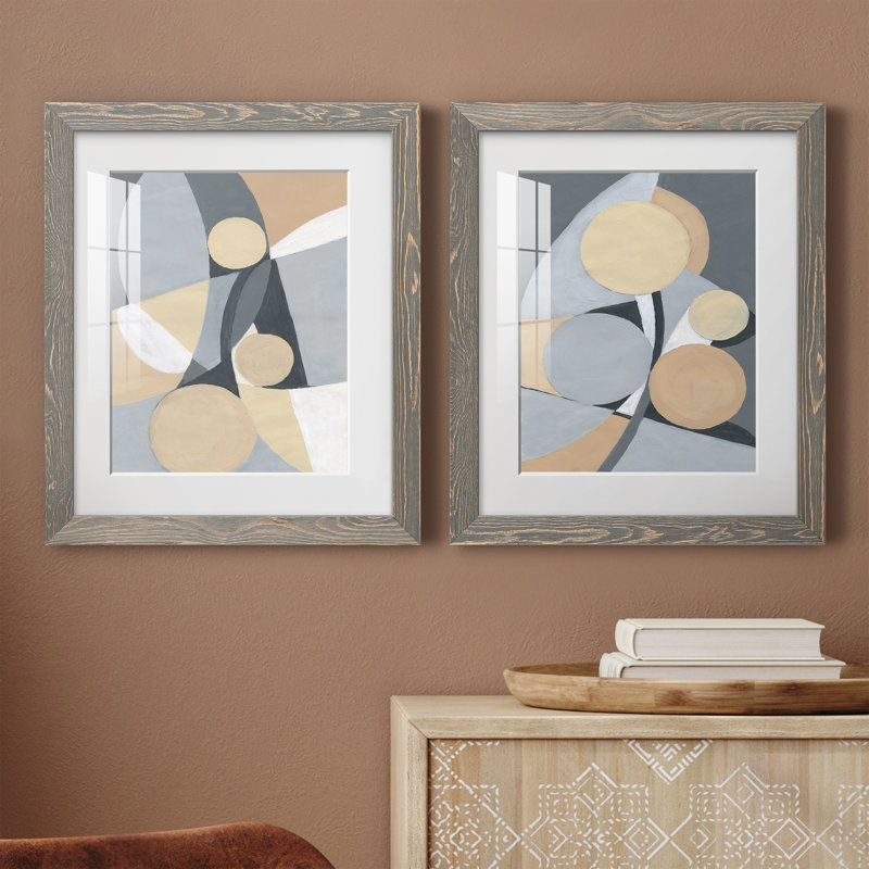 Millenium I - ensemble de 2 peintures, H 24 po x l 36 po x P 1,5 po, Cadre en papier gris