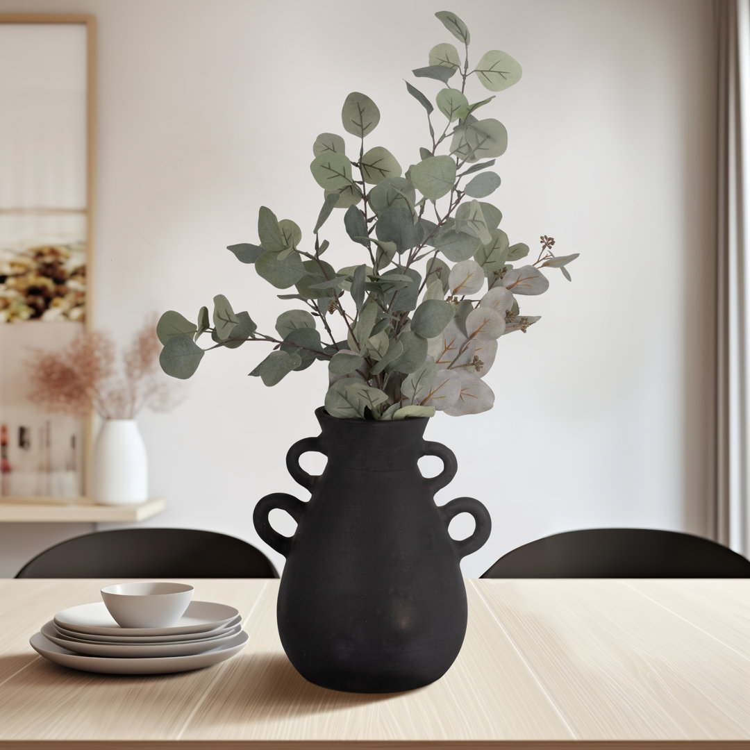 Kenshin Home Decor Vase with 4-Handled Design – Sculptural Tall Flower Vase in a Statement Shape – Perfect Table Vase Accent for Shelf, Entryway, or Mantel Styling – 12" Union Rustic 