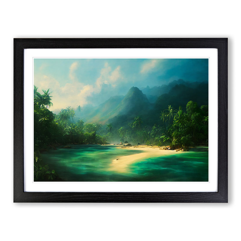Tropical Forest Beach Vol.2 - Single Picture Frame Print, Black, 46cm H x 64cm W x 2cm D