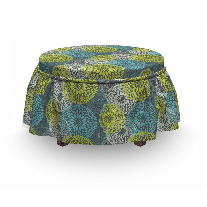 Housse pour repose-pieds chrysanthemum contour-dessin