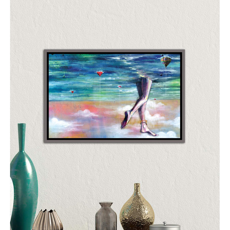 « cloud walk »-impression, H 32 po x l 48 po x P 1,5 po, Toile encadrée de bois rustique foncé