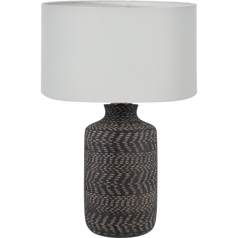 Ceramic Table Lamp, Black, Poly-Blend, Cream