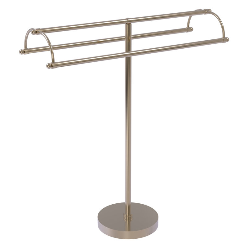 Porte-serviettes sur pied à double accoudoirs, Étain antique