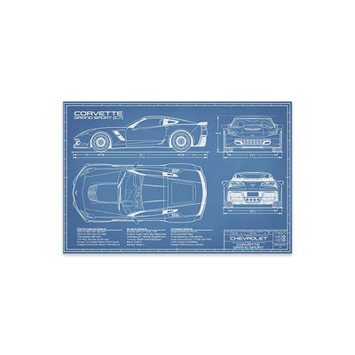 Corvette (C7) Grand Sport, reproduction d'art sur verre acrylique