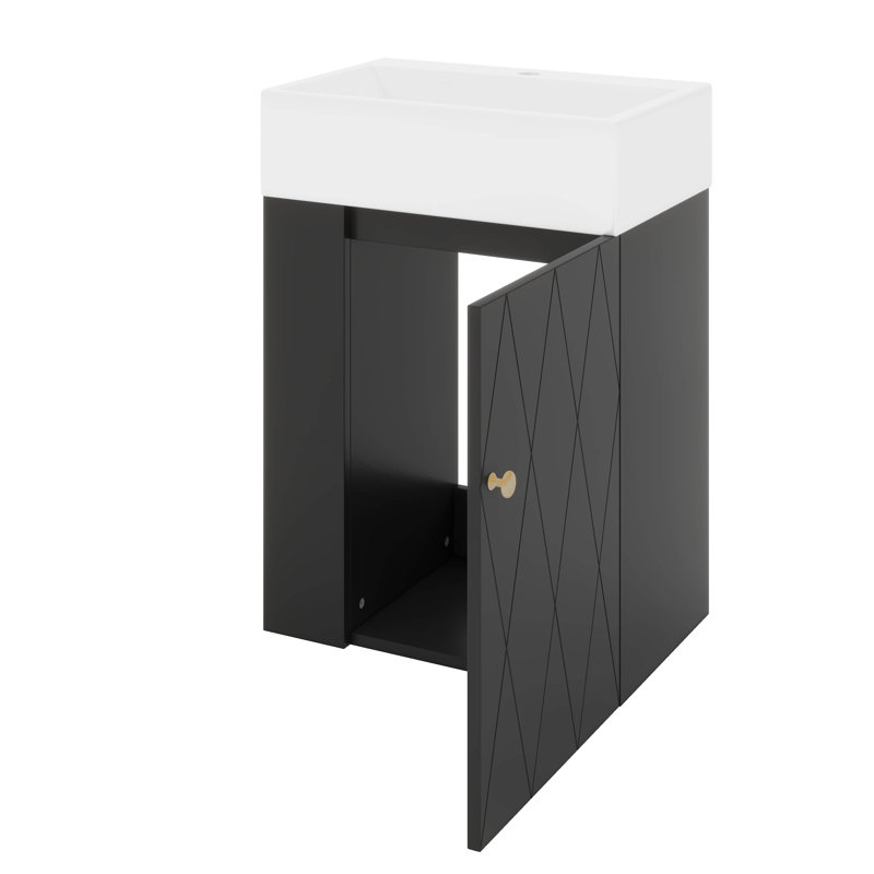 Meuble-lavabo 20 po avec lavabo en céramique, Noir