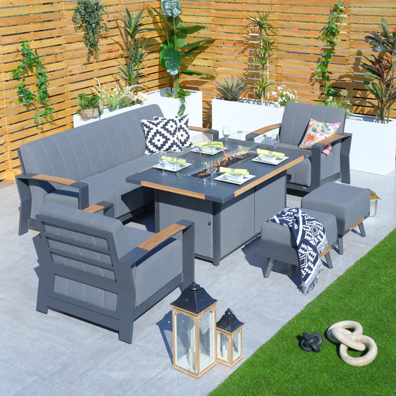 Ledjona 5 - Person Patio Conversation Set with Cushions