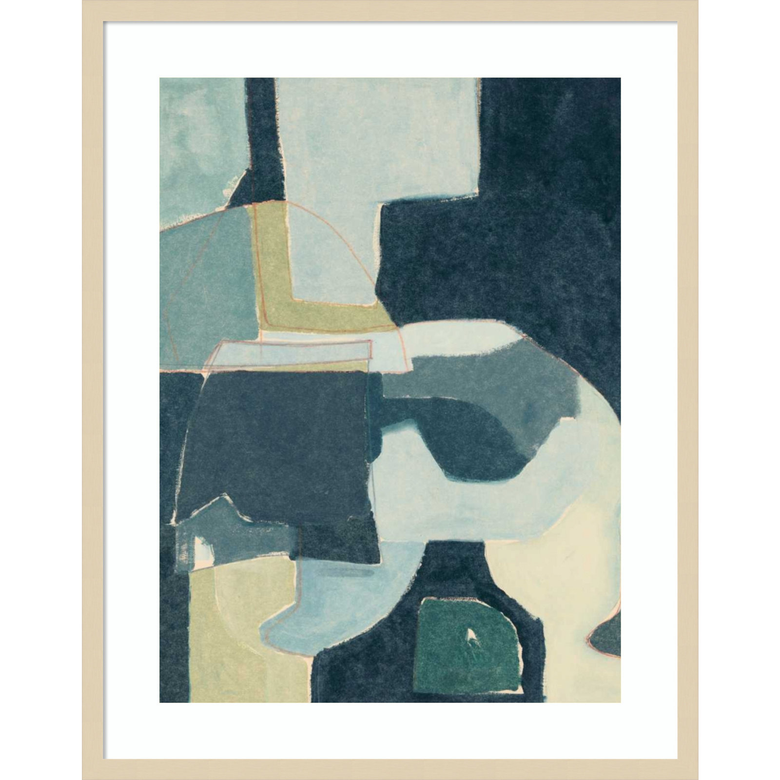 Blue Note III by Rob Delamater, Brown Framed, 33" H x 26" W x 1" D