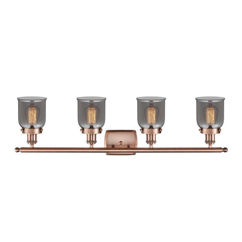 Éclairage pour meuble-lavabo 4 lumières 36 po Ballston Urban Bell, Cuivre antique, Incandescent, Plaqué couleur fumée