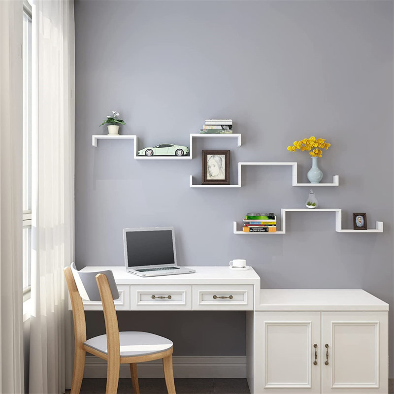 Lamberti 3 Piece Solid Wood Floating Shelf, White, 10cm H x 60cm W x 15cm D