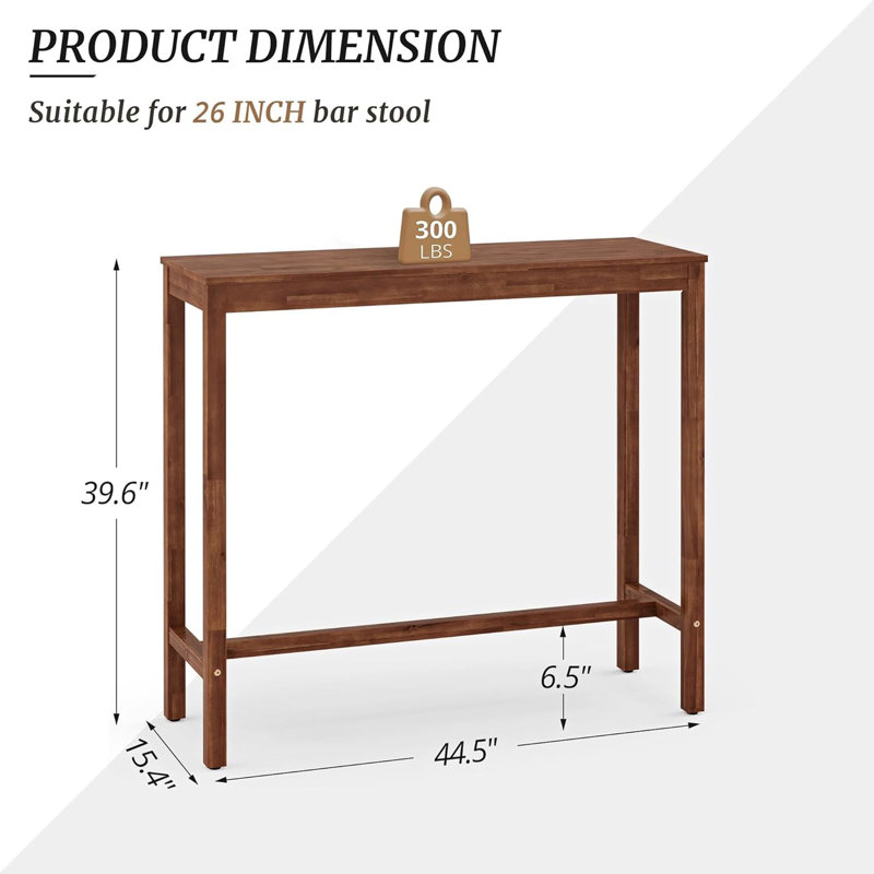 Bar Table, 45 Inch Counter Bar Height Pub Table, Brown