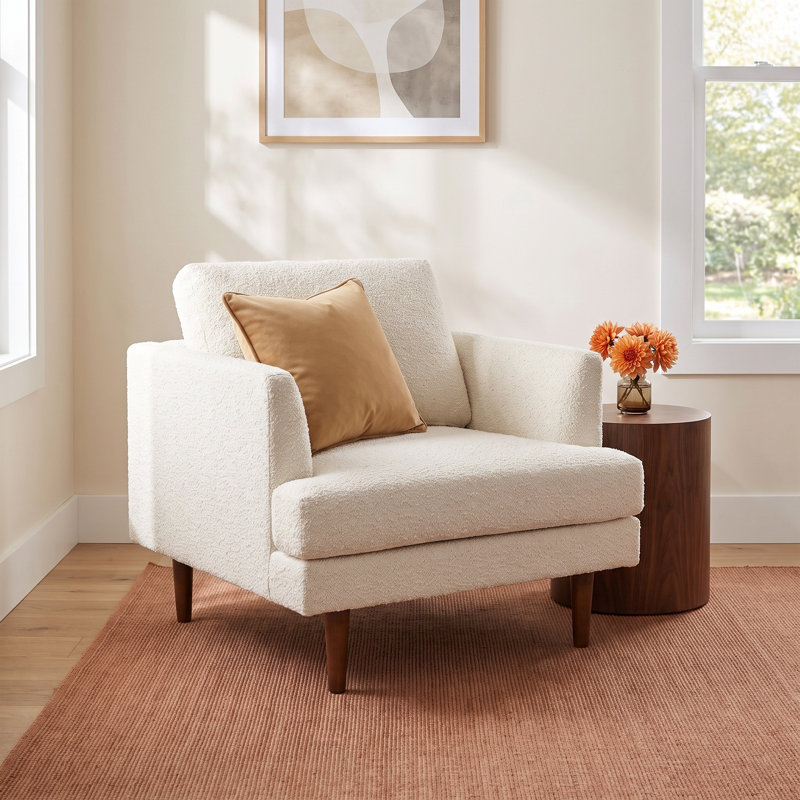 Miller Upholstered Swivel Armchair (set Of 2), Cream Boucle