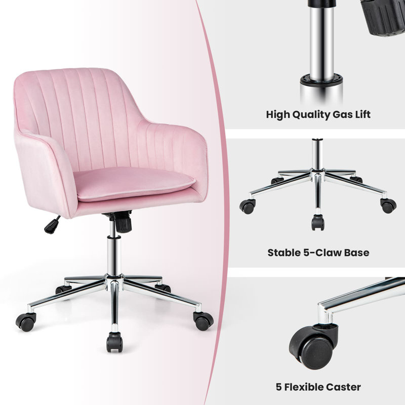 Fairmont Park Agrima Velvet Office Chair, Pink