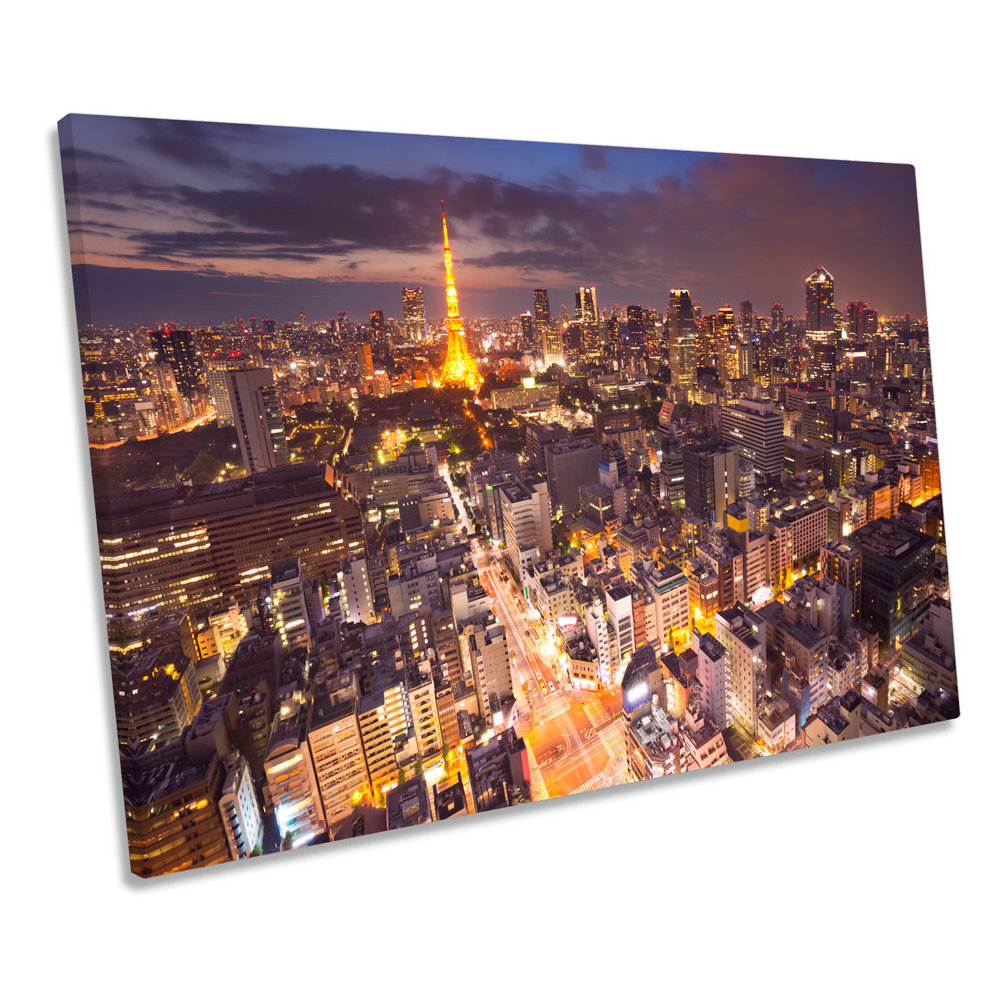 Tokyo Japan Tower Skyline - Wrapped Canvas Print