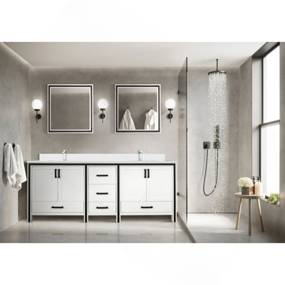 White Double Bath Vanity 84 In. W X 22 In. D, And 34 In. Mirrors