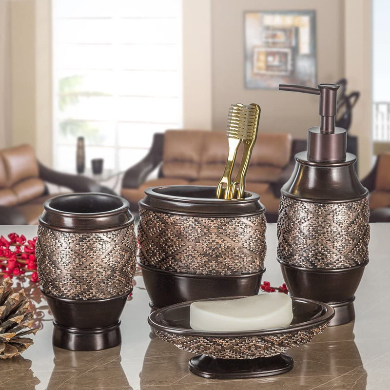 Bathroom Accessory Set, Brown