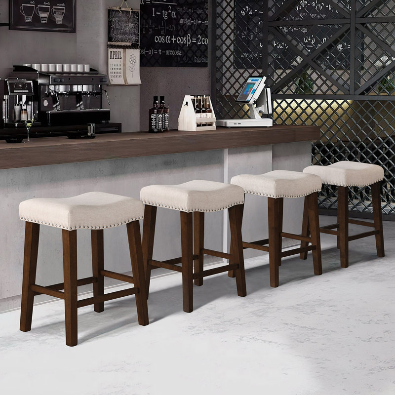 24" Backless Saddle Counter Height Bar Stool, Set of 3, Counter Stool (24” Seat Height)