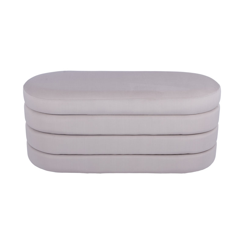 Banc avec rangement en velours taupe