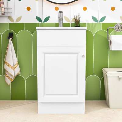 Meuble-lavabo compact avec lavabo pré-percé et rangement spacieux