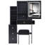 Petite coiffeuse 29,2 po avec tabouret de chevet gauche + tabouret rembourré, 2 blocs d'alimentation CA + 2 ports USB, support pour séchoir à cheveux, très grand miroir à DEL coulissant à contrôle tactile, changement de luminosité tricolore, réglage de la luminosité-1077877859
