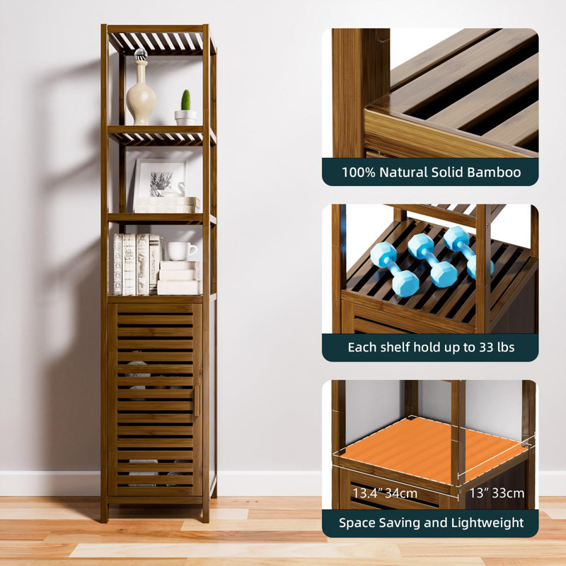 Taylorstown Bamboo Freestanding Linen Cabinet, Walnut