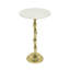 Table d'appoint en métal doré avec dessus en marbre blanc | Table de chevet moderne | Piètement en aluminium en forme de bambou | Table décorative | 35,5 x 35,5 x 60 cm