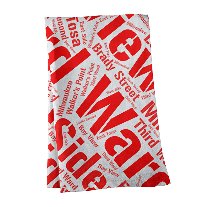Cotton Tea Towel Kitchen Towel, Red, Milwaukee