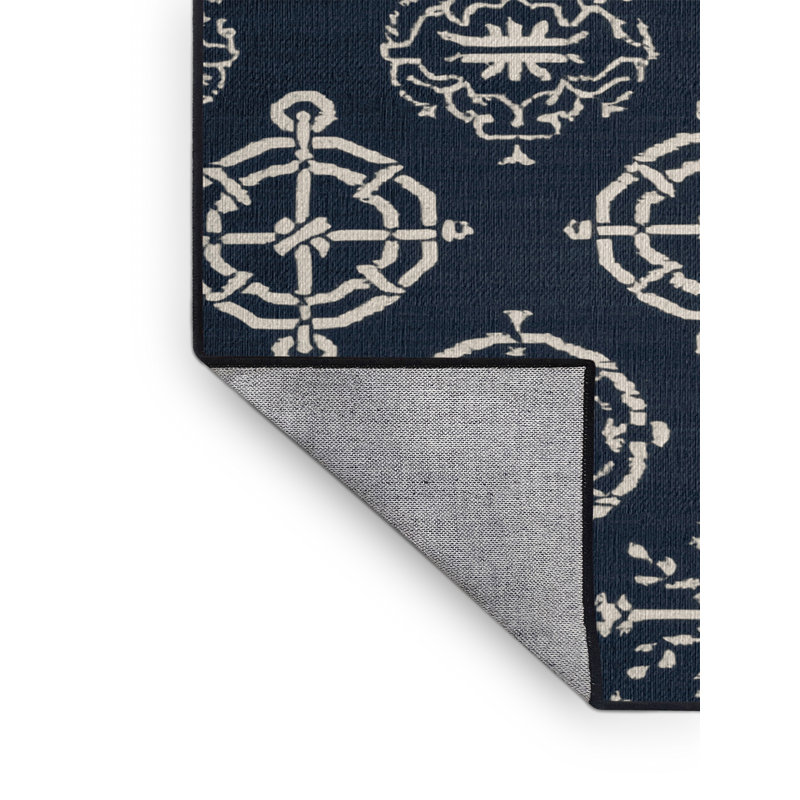  Tapis bleu marine et blanc lavable, Tapis de couloir 2 pi x 4 pi
