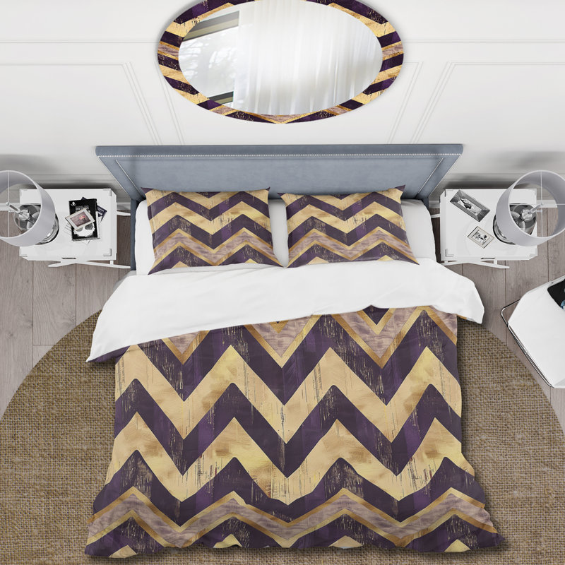 Mauve Majestic Chevron I - Ensemble de housse de couette traditionnel, Housse de couette très grand et 2 très grandes t