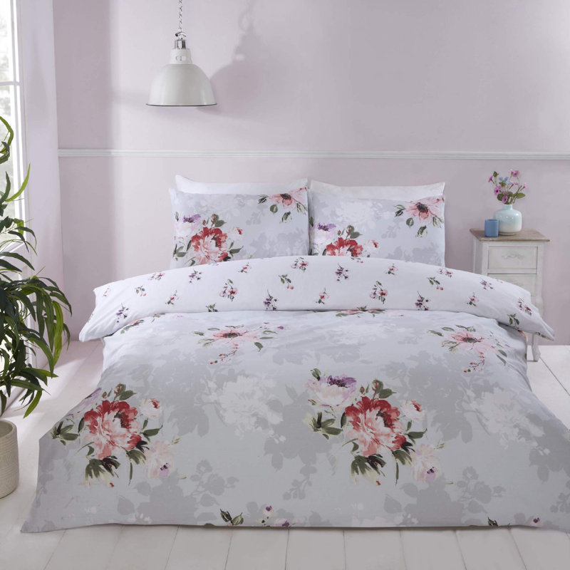 Windon Polyester Floral Duvet Cover with Pillowcases, Double + 2 Standards Pillowcases
