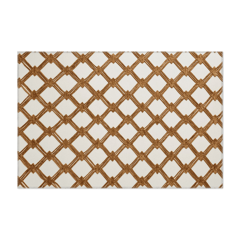 Tapis intérieur et extérieur beige Trellis, Rectangulaire 2 pi x 3 pi