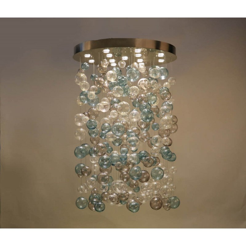 Lustre 18 lumières à suspension, Laiton brossé, H 46 po x l 24 po x P 24 po, Givré