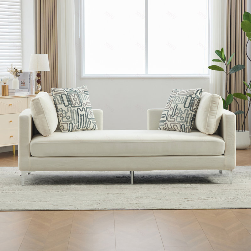 Méridienne rembourrée en chenille de 77,5 po de largeur, canapé surdimensionné moderne avec 4 coussins, canapé-lit avec accoudoir et dossier ouvert pour la fenêtre de la chambre d'amis du salon