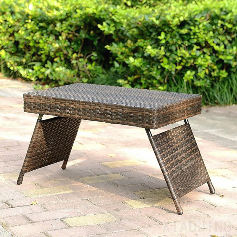 Table pliante, osier portatif, brun
