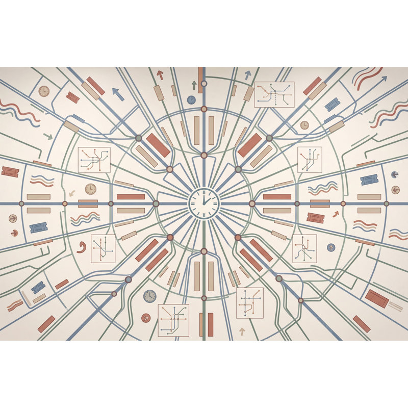 Décoration murale Mid Mid Century Modern, 140 po x 108 po, Non tissé
