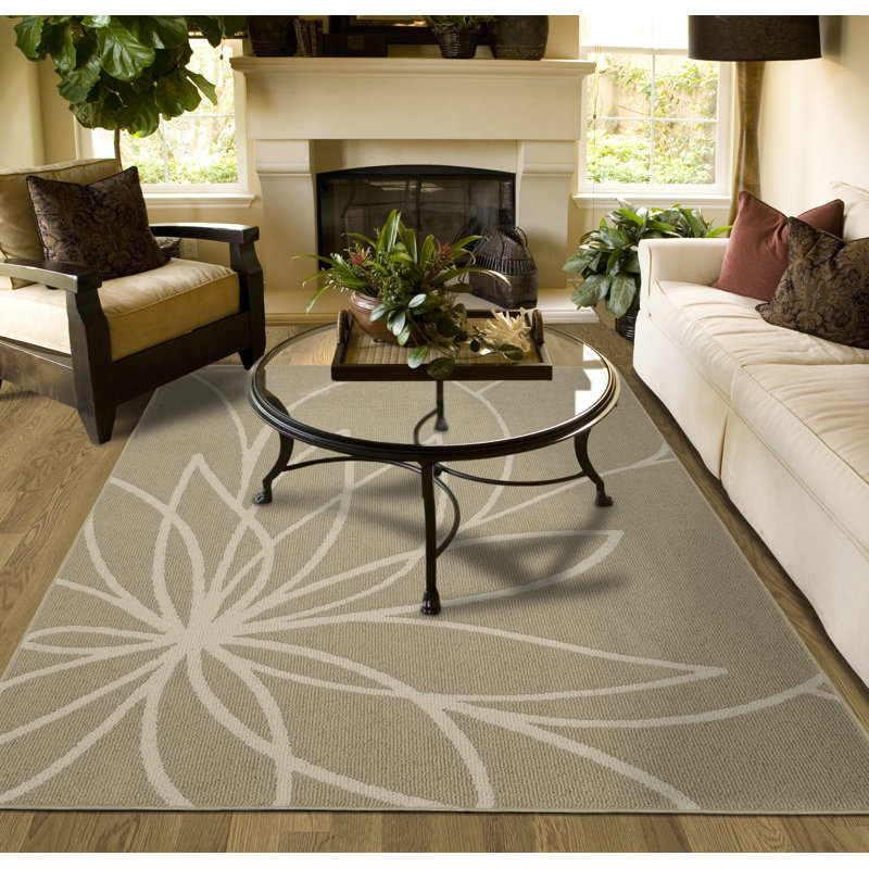 Brackenmore Floral Tufted Tan/Ivory Area Rug