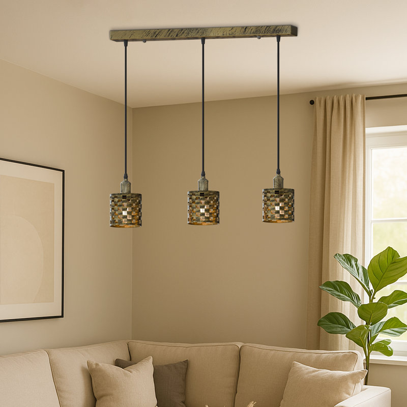 Timmer 3 - Light Kitchen Island Pendant, Brushed Brass