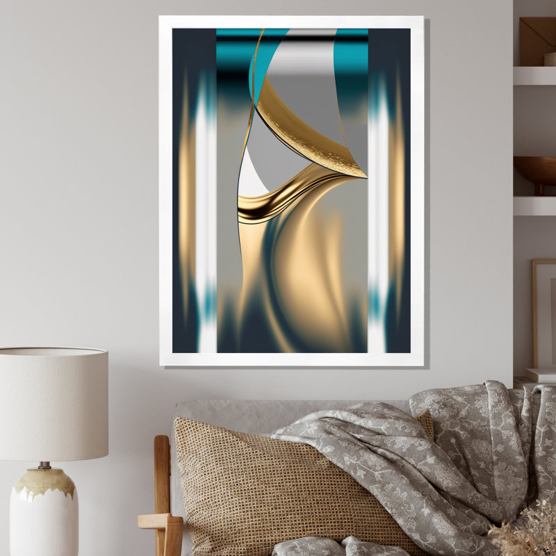 Pirouette en turquoise rétro, minimalisme sur toile, H 44 po x l 34 po x P 1,5 po, Cadre simple blanc