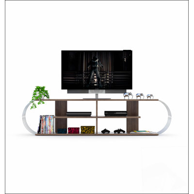 FurnisHome Store Mid Century Modern Tv Stand 4 Shelves Open Storage Entertainment Centre 68 inch Tv Unit