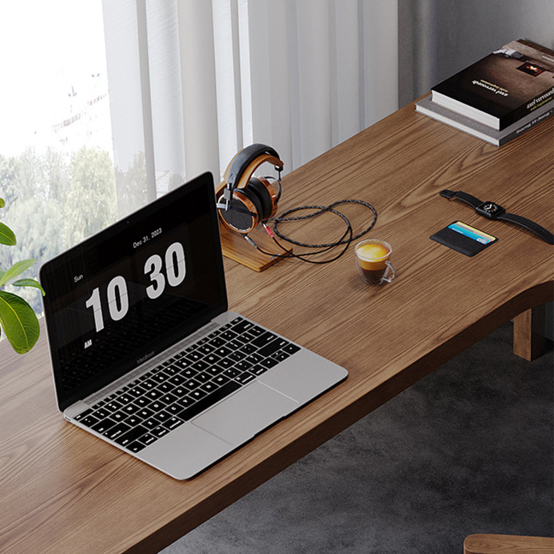 86.61"Walnut L-Shaped Solid Wood desk, 29.53" H x 78.74" W x 47.24" D, Right Hand Facing
