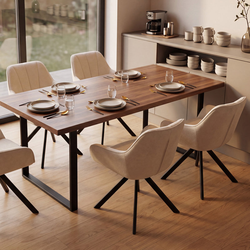 59cm Wide Upholstered Metal Side Chair (Set of 4), Beige