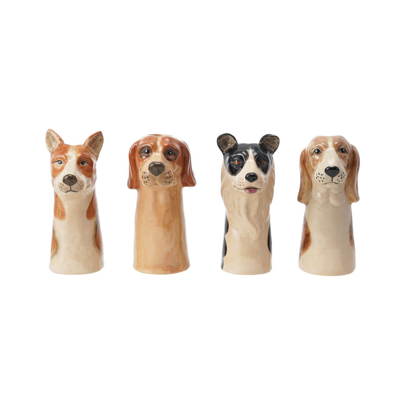 Vase en grès peint à la main 4 pièces pour chien